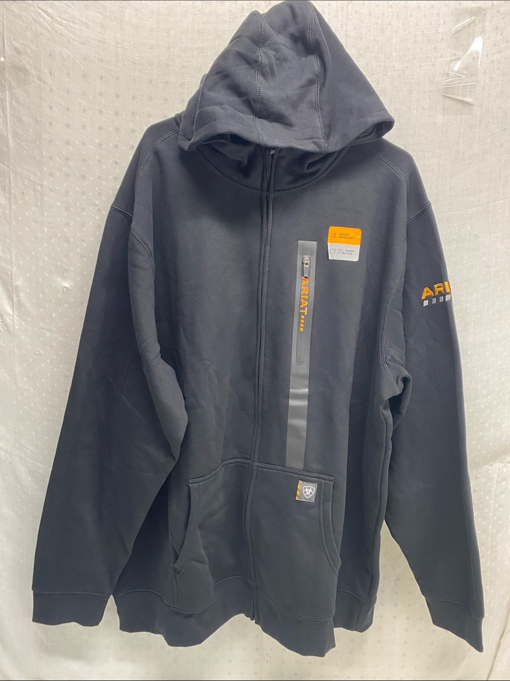 NEW Ariat Rebar Workman Full Zip Hood Black Water Repellent Size XXL Tall